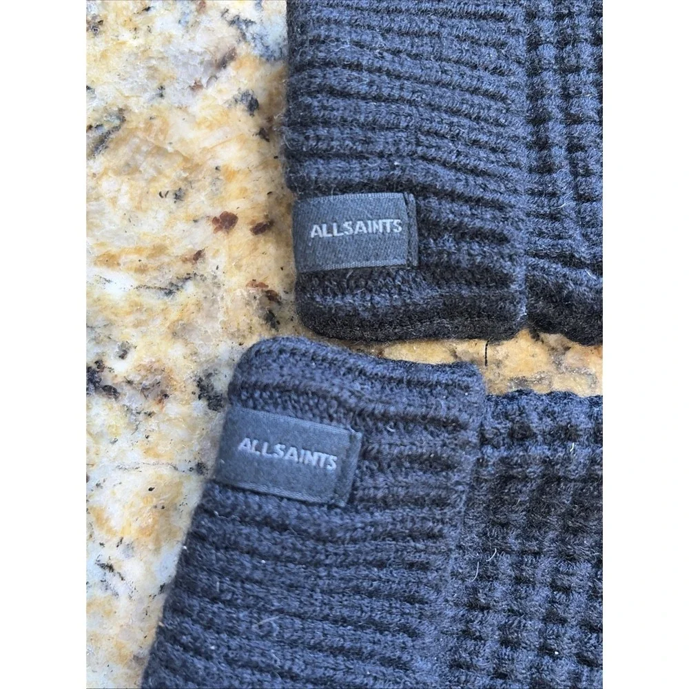 AllSaints‎ Black/Gray Knit Gloves Unisex Youth 7-10Y Winter Snow Ski Outerwear